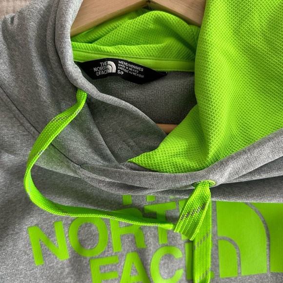 The North Face Gray Hoodie with Neon Green Logo - Picture 3 of 5